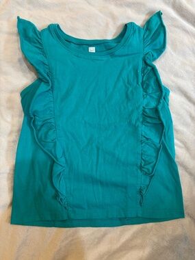 Tea Collection blue teal ruffle sleeveless top 7